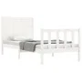 Single bed frame with white solid wood headboard by , Beds and slatted bases - Ref: Foro24-3192582, Price: 128,25 €, Discount: %