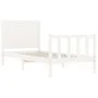 Single bed frame with white solid wood headboard by , Beds and slatted bases - Ref: Foro24-3192582, Price: 128,25 €, Discount: %