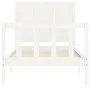 Estructura de cama individual con cabecero madera maciza blanco de , Camas y somieres - Ref: Foro24-3192582, Precio: 128,11 €...