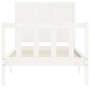 Single bed frame with white solid wood headboard by , Beds and slatted bases - Ref: Foro24-3192582, Price: 128,11 €, Discount: %