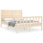 Bed frame with solid wood headboard 140x190 cm by , Beds and slatted bases - Ref: Foro24-3193186, Price: 160,58 €, Discount: %