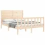 Bed frame with solid wood headboard 140x190 cm by , Beds and slatted bases - Ref: Foro24-3193186, Price: 160,58 €, Discount: %