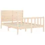 Bed frame with solid wood headboard 140x190 cm by , Beds and slatted bases - Ref: Foro24-3193186, Price: 160,58 €, Discount: %