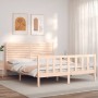 Bed frame with solid wood headboard 160x200 cm by , Beds and slatted bases - Ref: Foro24-3193216, Price: 158,52 €, Discount: %