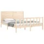 Estructura de cama con cabecero madera maciza 160x200 cm de , Camas y somieres - Ref: Foro24-3193216, Precio: 156,44 €, Descu...