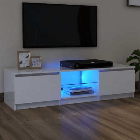 Mueble de TV con luces LED blanco brillante 140x40x36 cm en Muebles TV | Comprar online en Foro24
