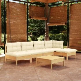 Garden furniture 6 pieces cream pine wood cushions by , Garden sets - Ref: Foro24-3096340, Price: 436,51 €, Discount: %
