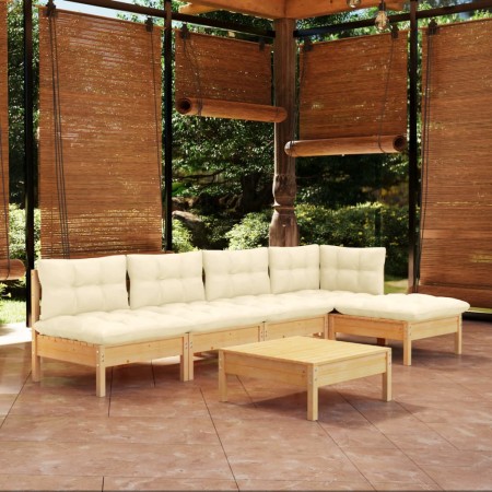Garden furniture 6 pieces cream pine wood cushions by , Garden sets - Ref: Foro24-3096340, Price: 458,11 €, Discount: %