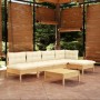 Garden furniture 6 pieces cream pine wood cushions by , Garden sets - Ref: Foro24-3096340, Price: 458,11 €, Discount: %