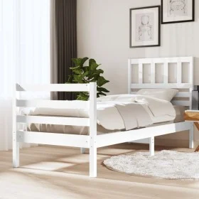 White solid wood single bed frame 75x190 cm by , Beds and slatted bases - Ref: Foro24-3101049, Price: 113,46 €, Discount: %