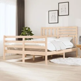 Solid wood bed frame 140x190 cm by , Beds and slatted bases - Ref: Foro24-3101068, Price: 132,92 €, Discount: %