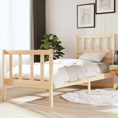 Small solid wood single bed frame 75x190 cm by , Beds and slatted bases - Ref: Foro24-3101113, Price: 90,59 €, Discount: %