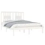 Small double bed frame white solid wood 120x190cm by , Beds and slatted bases - Ref: Foro24-3104034, Price: 124,10 €, Discoun...