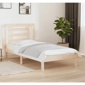 Solid pine wood bed frame 90x190 cm by , Beds and slatted bases - Ref: Foro24-3104313, Price: 80,36 €, Discount: %