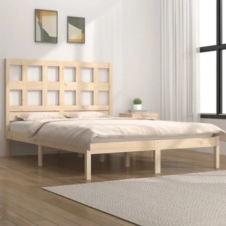 Estructura de cama de madera maciza de pino 160x200 cm de , Camas y somieres - Ref: Foro24-3104488, Precio: 124,13 €, Descuen...