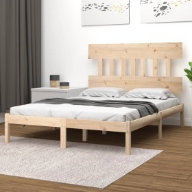 Solid pine wood bed frame 140x190 cm by , Beds and slatted bases - Ref: Foro24-3104718, Price: 106,32 €, Discount: %