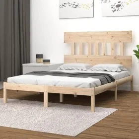 Solid pine wood bed frame 140x190 cm by , Beds and slatted bases - Ref: Foro24-3104718, Price: 104,99 €, Discount: %