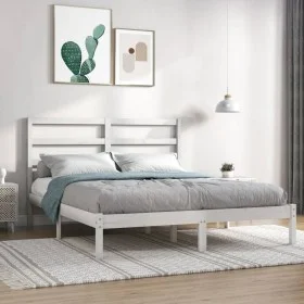 Small double bed frame white solid wood 120x190cm by , Beds and slatted bases - Ref: Foro24-3104904, Price: 112,74 €, Discoun...