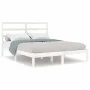Small double bed frame white solid wood 120x190cm by , Beds and slatted bases - Ref: Foro24-3104904, Price: 112,74 €, Discoun...