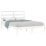 Estructura de cama doble pequeña madera maciza blanca 120x190cm de , Camas y somieres - Ref: Foro24-3104904, Precio: 112,74 €...
