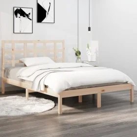 Solid wood bed frame 140x200 cm by , Beds and slatted bases - Ref: Foro24-3105470, Price: 110,73 €, Discount: %