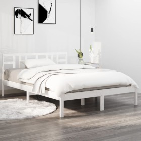 Estructura de cama doble pequeña madera maciza blanca 120x190cm de , Camas y somieres - Ref: Foro24-3105376, Precio: 120,25 €...