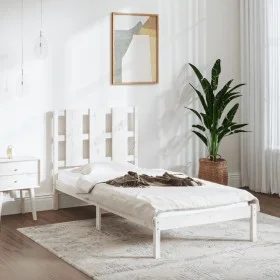White single solid wood bed frame 75x190 cm by , Beds and slatted bases - Ref: Foro24-3105561, Price: 93,33 €, Discount: %