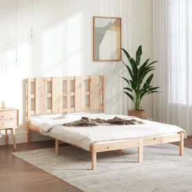 Solid pine wood bed frame 140x190 cm by , Beds and slatted bases - Ref: Foro24-3105580, Price: 113,86 €, Discount: %