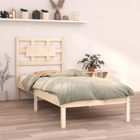 Solid wood bed frame 75x190 cm by , Beds and slatted bases - Ref: Foro24-3105625, Price: 87,42 €, Discount: %