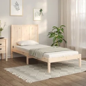 Solid pine wood bed frame 75x190 cm by , Beds and slatted bases - Ref: Foro24-3105690, Price: 97,74 €, Discount: %