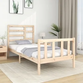 Solid wood bed frame 75x190 cm by , Beds and slatted bases - Ref: Foro24-3105885, Price: 86,53 €, Discount: %