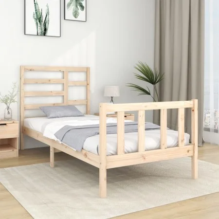 Estructura de cama madera maciza 75x190 cm de , Camas y somieres - Ref: Foro24-3105885, Precio: 86,53 €, Descuento: %
