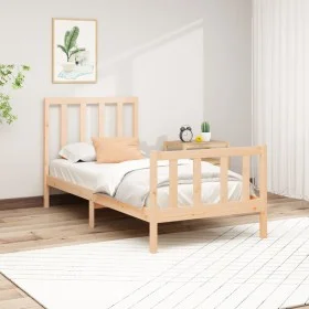 Solid pine wood bed frame 100x200 cm by , Beds and slatted bases - Ref: Foro24-3106693, Price: 110,30 €, Discount: %