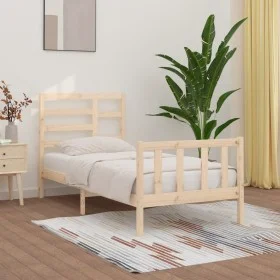 Solid pine wood bed frame 100x200 cm by , Beds and slatted bases - Ref: Foro24-3107603, Price: 111,05 €, Discount: %