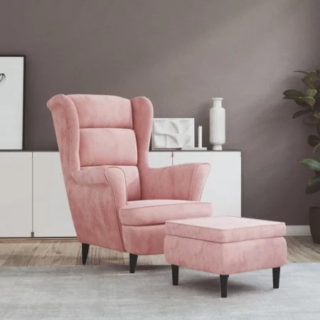 Ohrensessel und Hocker aus rosa Samt von , Sessel - Ref: Foro24-3115935, Preis: 319,62 €, Rabatt: %