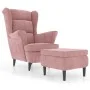 Ohrensessel und Hocker aus rosa Samt von , Sessel - Ref: Foro24-3115935, Preis: 319,62 €, Rabatt: %