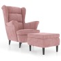 Sillón orejero y taburete de terciopelo rosa de , Sillones - Ref: Foro24-3115935, Precio: 319,62 €, Descuento: %
