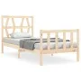 Single bed frame with solid wood headboard by , Beds and slatted bases - Ref: Foro24-3192451, Price: 84,20 €, Discount: %