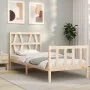 Single bed frame with solid wood headboard by , Beds and slatted bases - Ref: Foro24-3192451, Price: 84,20 €, Discount: %
