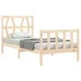Single bed frame with solid wood headboard by , Beds and slatted bases - Ref: Foro24-3192451, Price: 84,20 €, Discount: %