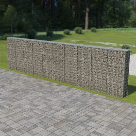 Gabionenwand mit Abdeckungen aus verzinktem Stahl 600x30x150 cm von vidaXL, Zaunpaneele - Ref: Foro24-143585, Preis: 445,45 €...