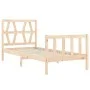 Single bed frame with solid wood headboard by , Beds and slatted bases - Ref: Foro24-3192451, Price: 84,20 €, Discount: %