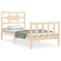 Single bed frame with solid wood headboard by , Beds and slatted bases - Ref: Foro24-3192516, Price: 92,99 €, Discount: %
