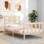 Single bed frame with solid wood headboard by , Beds and slatted bases - Ref: Foro24-3192516, Price: 92,99 €, Discount: %