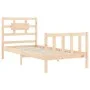 Single bed frame with solid wood headboard by , Beds and slatted bases - Ref: Foro24-3192516, Price: 92,99 €, Discount: %