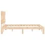 Double bed frame with solid wood headboard by , Beds and slatted bases - Ref: Foro24-3193571, Price: 125,15 €, Discount: %