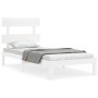 Weißer Bettrahmen aus Massivholz mit Kopfteil von , Betten und Lattenroste - Ref: Foro24-3193497, Preis: 104,82 €, Rabatt: %