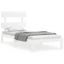 White solid wood bed frame with headboard by , Beds and slatted bases - Ref: Foro24-3193497, Price: 100,66 €, Discount: %