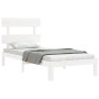 Weißer Bettrahmen aus Massivholz mit Kopfteil von , Betten und Lattenroste - Ref: Foro24-3193497, Preis: 104,82 €, Rabatt: %