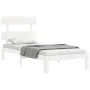 White solid wood bed frame with headboard by , Beds and slatted bases - Ref: Foro24-3193497, Price: 100,66 €, Discount: %